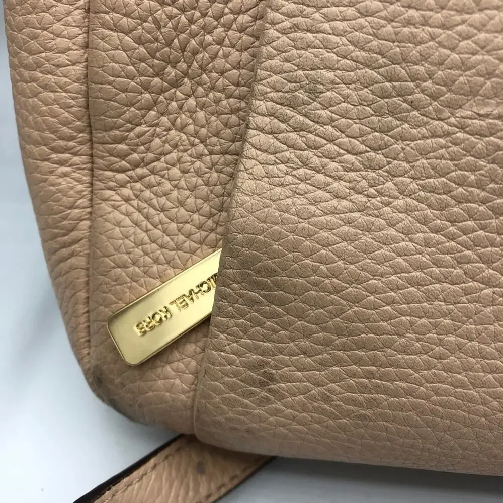 Michael Kors Blush Tan Leather Crossbody Handbag Purse Gold Hardware Bag